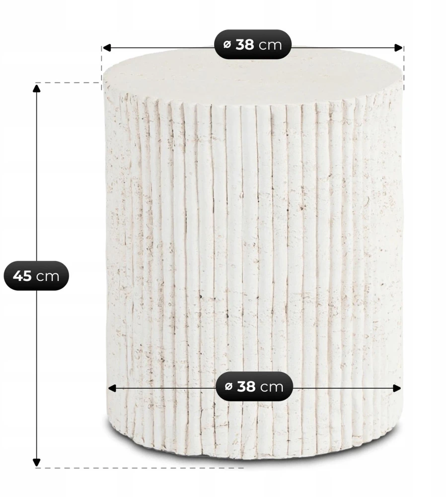 Mebel Elite Apvalus staliukas, Ø 38 cm, kreminis