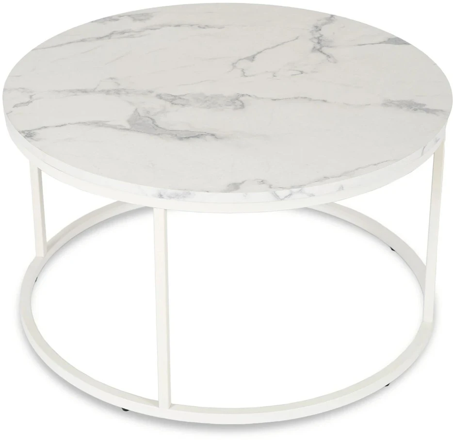 Mebel Elite Apvalus žurnalinis staliukas AGNES MAX, Ø 80 cm, balto marmuro