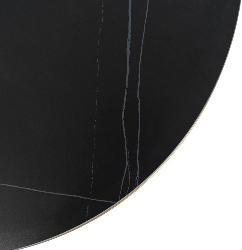 Mebel Elite Apvalus žurnalinis staliukas KORIN, Ø 70 cm, juodo marmuro ir aukso spalvos