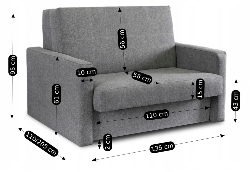 Mebel Elite Atlenkiamas miegamasis fotelis MILAN 2, 2 vnt., pilkas