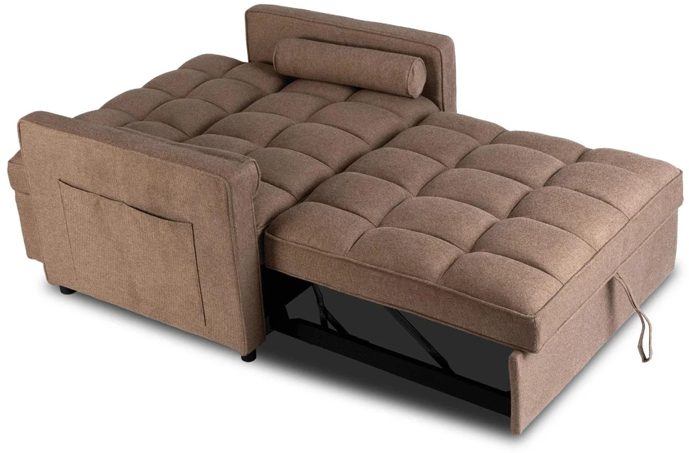Mebel Elite Atlošiamas fotelis-lova su galvos ir kojų atramomis, rudas