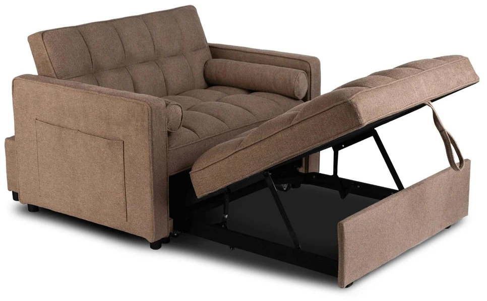 Mebel Elite Atlošiamas fotelis-lova su galvos ir kojų atramomis, rudas