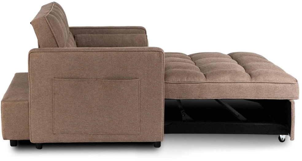 Mebel Elite Atlošiamas fotelis-lova su galvos ir kojų atramomis, rudas