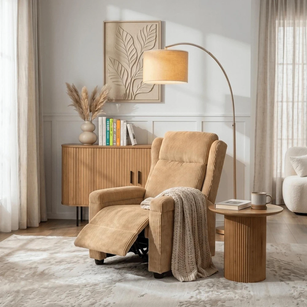Mebel Elite Atlošiamas fotelis SPENCER, rudas, velvetinis
