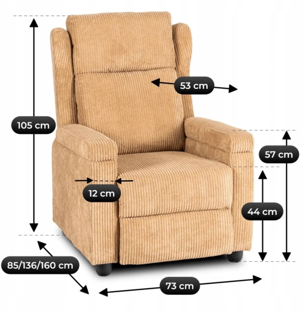 Mebel Elite Atlošiamas fotelis SPENCER, rudas, velvetinis