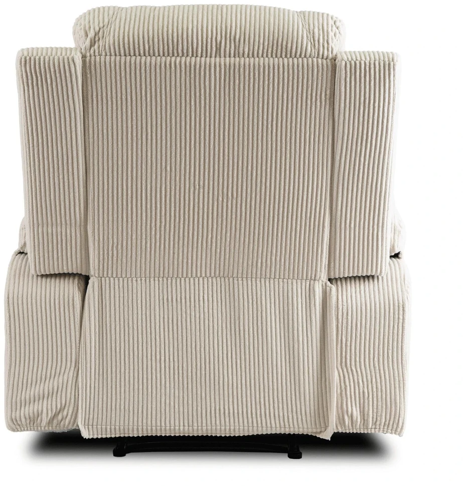 Mebel Elite Atlošiamas masažinis fotelis BOX, smėlio spalvos, rantuotas velvetas