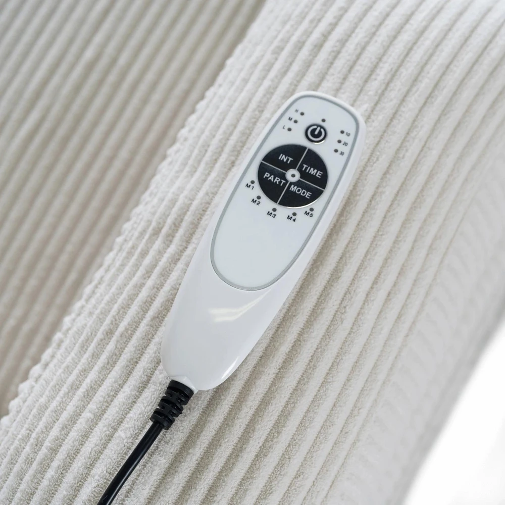 Mebel Elite Atlošiamas masažinis fotelis BOX, smėlio spalvos, rantuotas velvetas