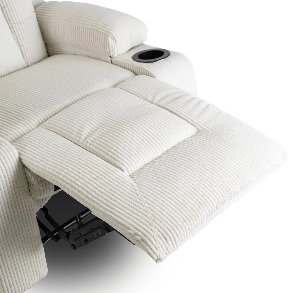 Mebel Elite Atlošiamas masažinis fotelis BOX, smėlio spalvos, rantuotas velvetas