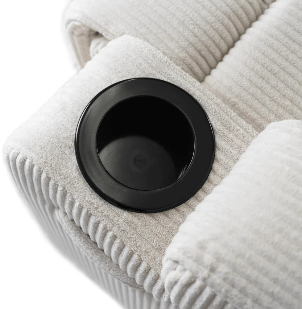 Mebel Elite Atlošiamas masažinis fotelis BOX, smėlio spalvos, rantuotas velvetas