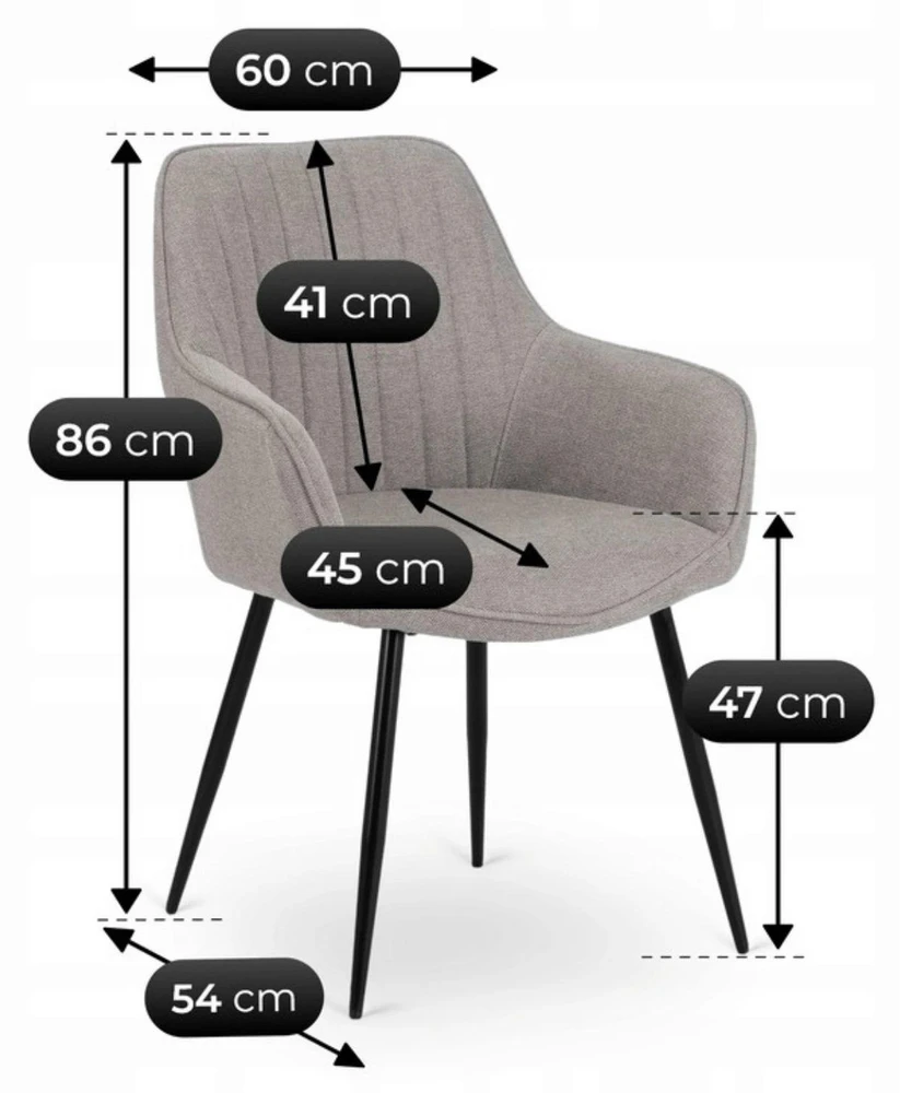 Mebel Elite Audiniu aptraukta kėdė MALAGA, metalinis rėmas, 60 × 86 cm, pilka