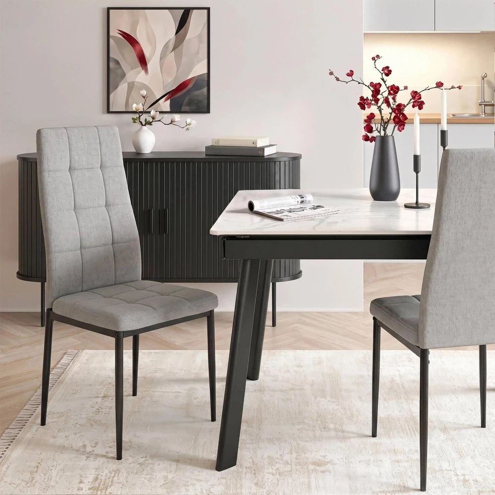 Mebel Elite Audiniu aptraukta kėdė TEX, 42 × 43 × 95 cm, pilka