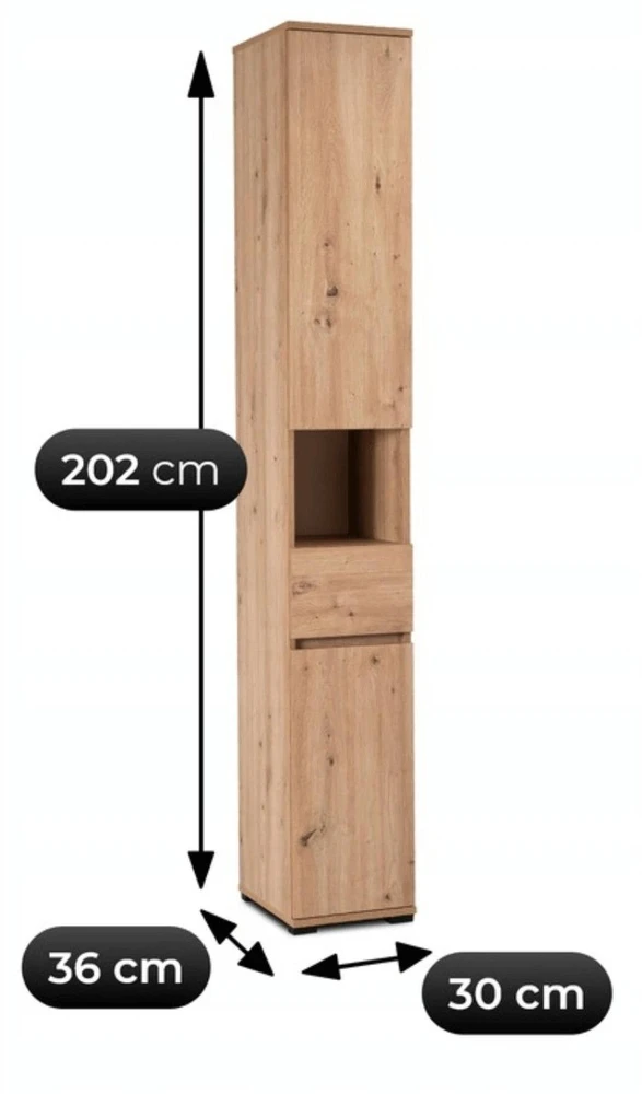 Mebel Elite Aukšta spintelė VENORNA, 30 cm, artisan ąžuolo spalvos