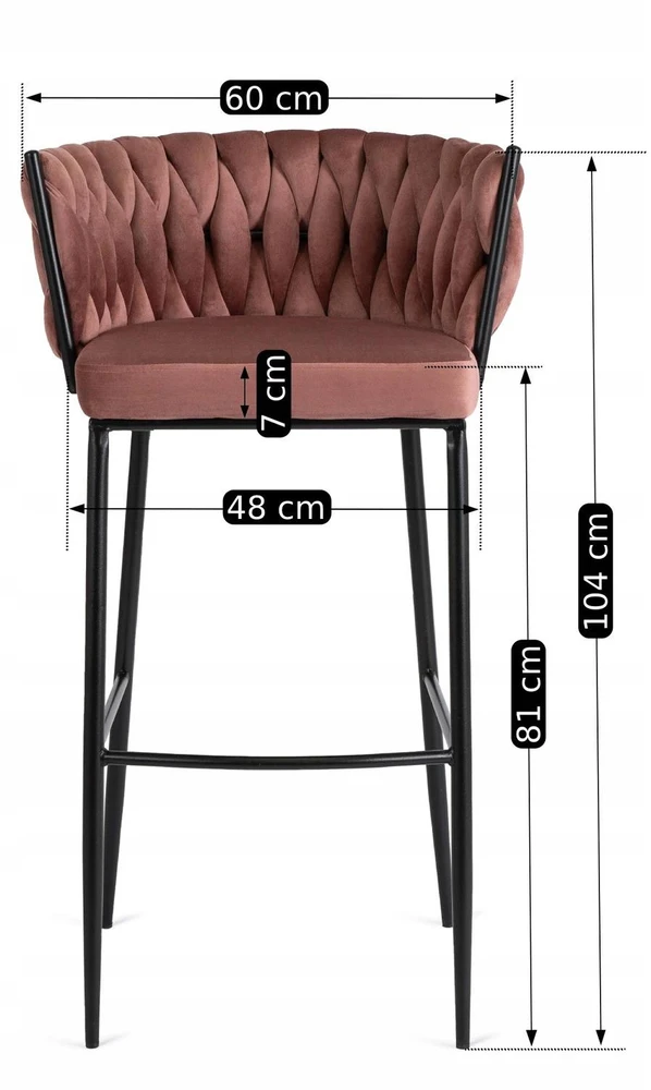 Mebel Elite Baro kėdė, veliūrinė, 60 × 56 × 104,5 cm, rožinė