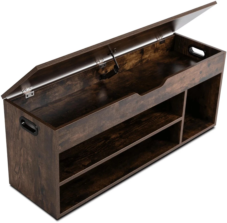 Mebel Elite Batų spintelė, 100 cm, kaimiško ąžuolo ir juodos spalvos