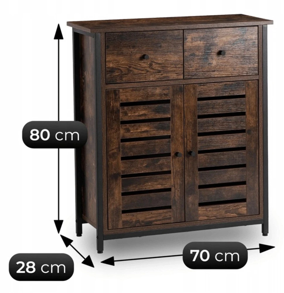 Mebel Elite Batų spintelė AMAYA, 2 stalčiai, 2 lentynos, 70 cm, kaimiško ąžuolo spalvos