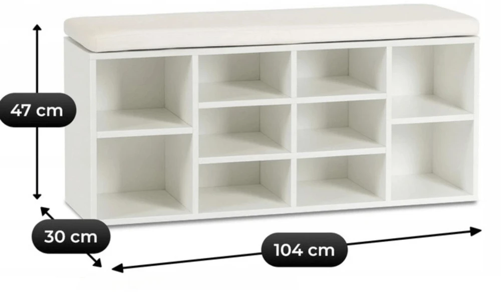 Mebel Elite Batų spintelė AXEL, 104 cm, balta