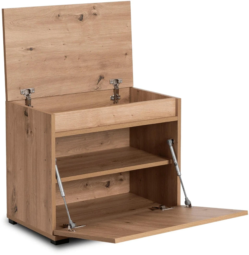 Mebel Elite Batų spintelė su sėdimąja dalimi, 60 cm, artisan ąžuolo / grafito