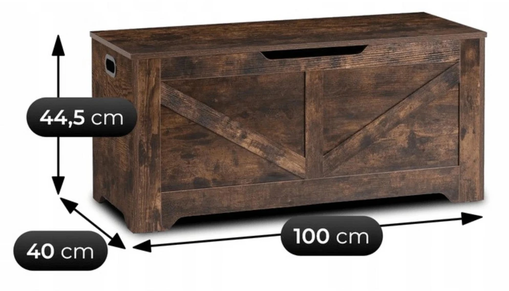 Mebel Elite Batų spintelė su sėdimąja dalimi MARGOT, 100 cm, rustikinio ąžuolo spalvos