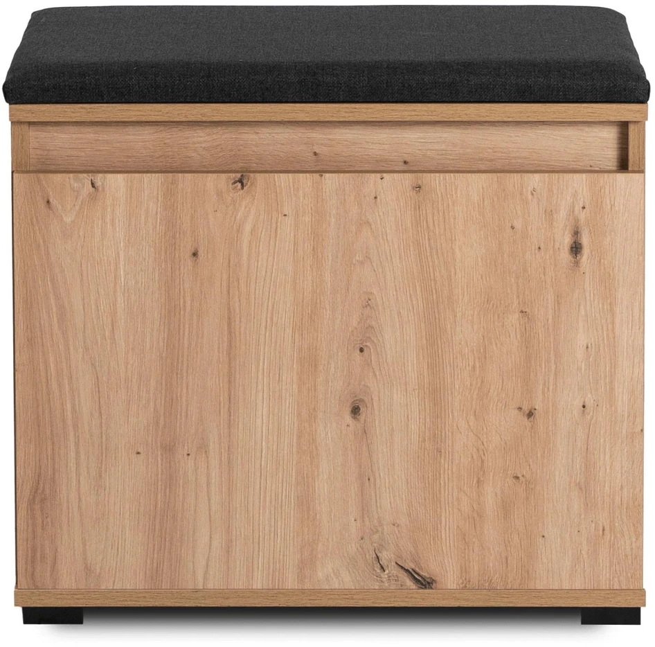 Mebel Elite Batų spintelė su sėdimąja dalimi, 60 cm, artisan ąžuolo / grafito