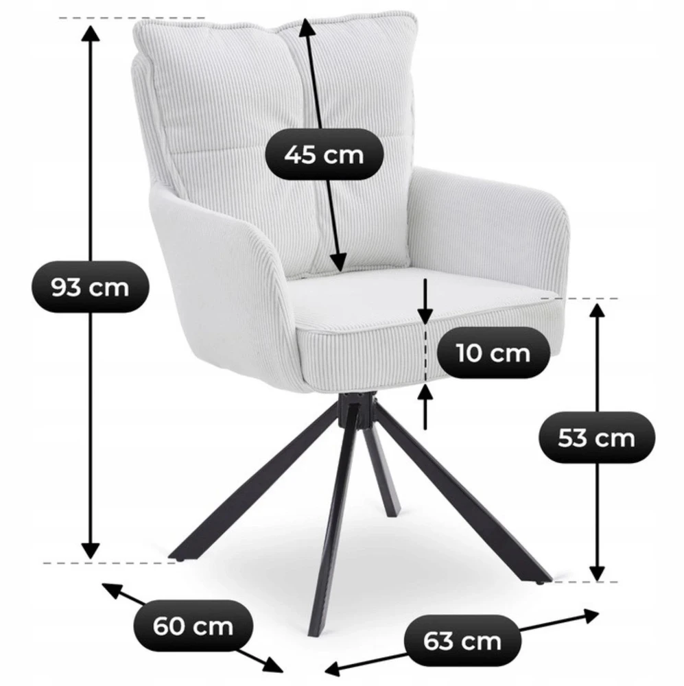 Mebel Elite Besisukanti kėdė CITY, 180° pasukimas, 63 × 93 cm, kreminė