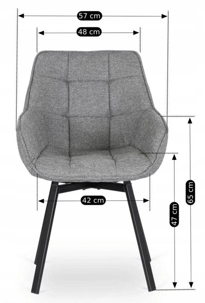 Mebel Elite Besisukanti kėdė LUNA 2, 57 × 57 × 90 cm, pilka