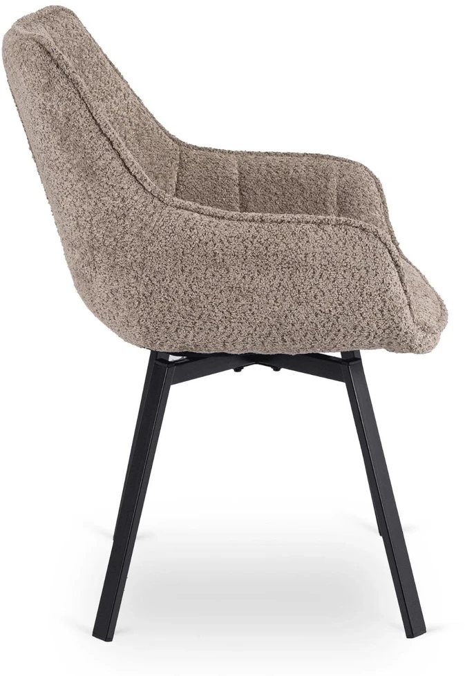 Fotelis Mebel Elite Besisukanti kėdė LUNA su porankiais, ruda, bouclé audinys