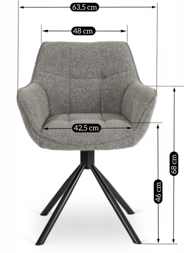 Mebel Elite Besisukanti kėdė su porankiais, buklė audinys, pilka