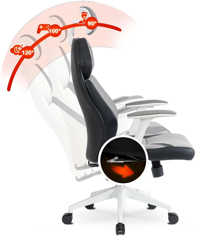 Mebel Elite Biuro kėdė DUNCAN, ergonominė, sukama, 72 × 65 × 134 cm, pilka / juoda