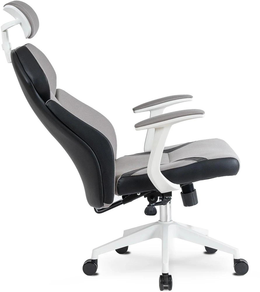 Mebel Elite Biuro kėdė DUNCAN, ergonominė, sukama, 72 × 65 × 134 cm, pilka / juoda