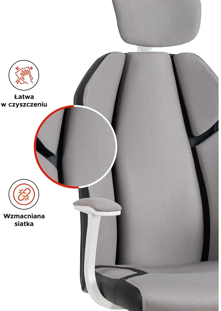 Mebel Elite Biuro kėdė DUNCAN, ergonominė, sukama, 72 × 65 × 134 cm, pilka / juoda