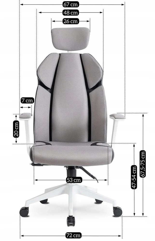 Mebel Elite Biuro kėdė DUNCAN, ergonominė, sukama, 72 × 65 × 134 cm, pilka / juoda