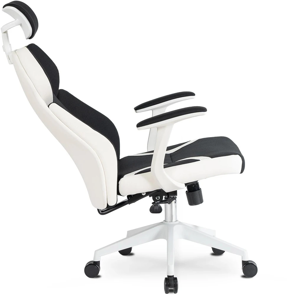 Mebel Elite Biuro kėdė DUNCAN, pasukama, su reguliuojama galvos atrama, juoda ir balta