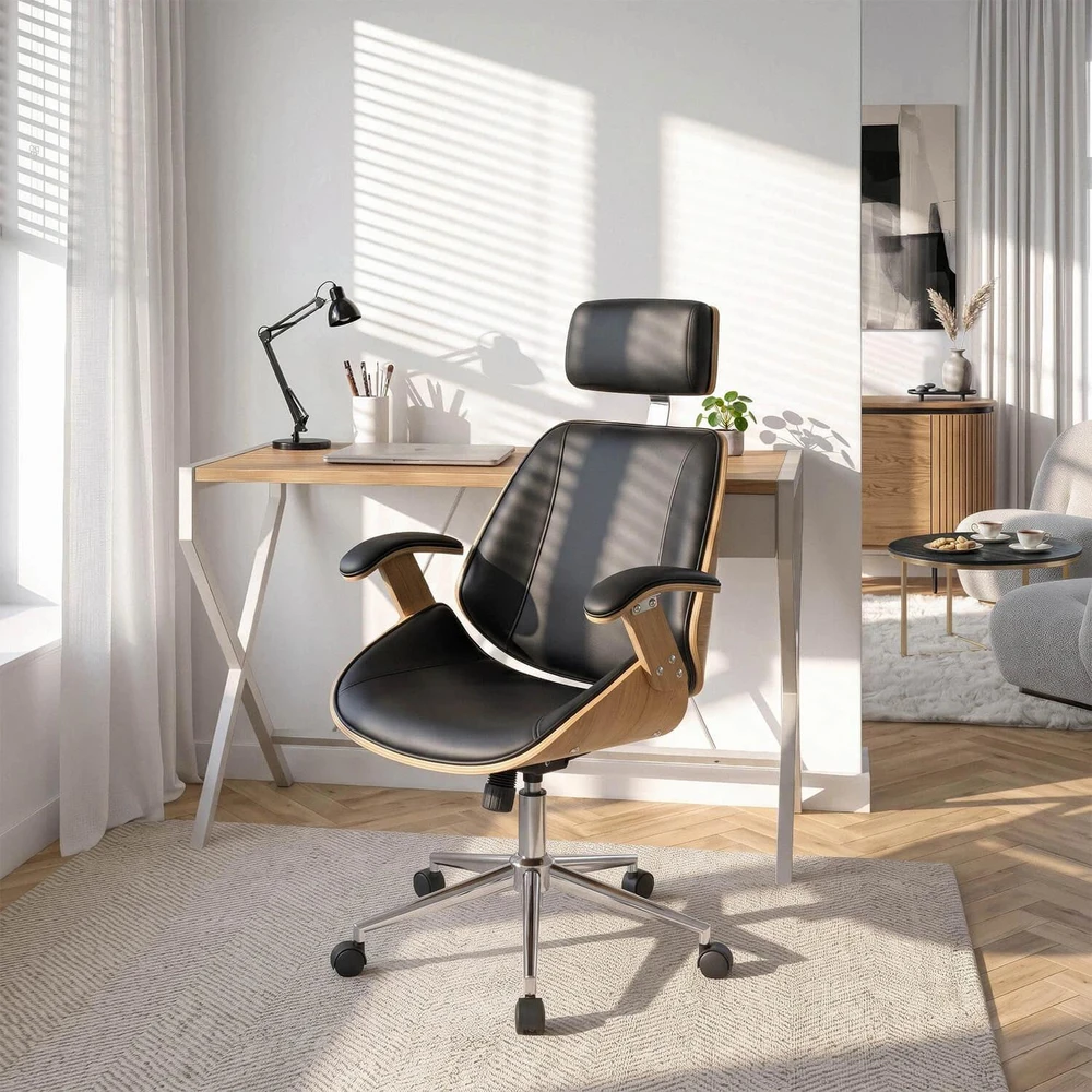 Mebel Elite Biuro kėdė FABIAN su TILT mechanizmu, auksinio ąžuolo ir juodos spalvos