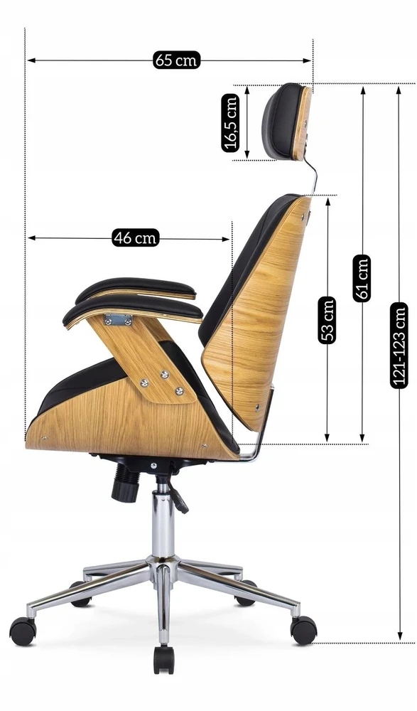 Mebel Elite Biuro kėdė FABIAN su TILT mechanizmu, auksinio ąžuolo ir juodos spalvos