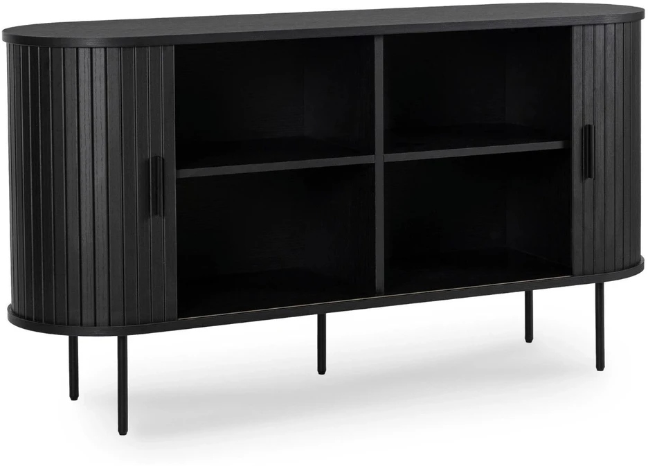 Mebel Elite Dviejų durų komoda su stumdomomis durelėmis, 140 cm, juoda