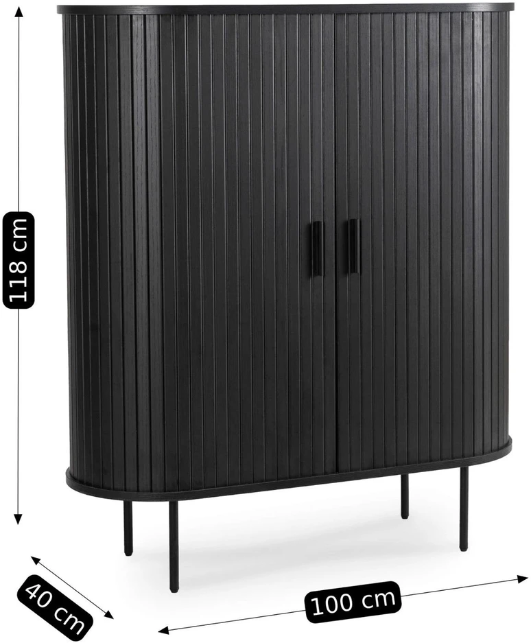 Mebel Elite Dviejų durų komoda su stumdomomis durimis, 100 cm, juoda