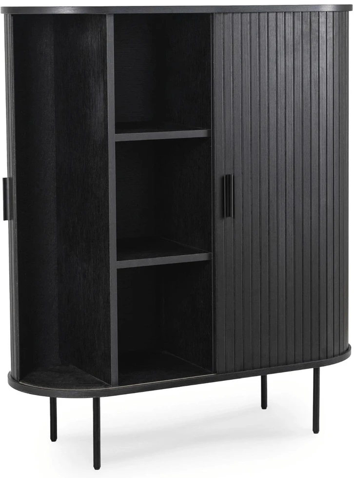 Mebel Elite Dviejų durų komoda su stumdomomis durimis, 100 cm, juoda