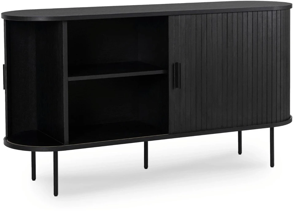 Mebel Elite Dviejų durų komoda su stumdomomis durelėmis, 140 cm, juoda