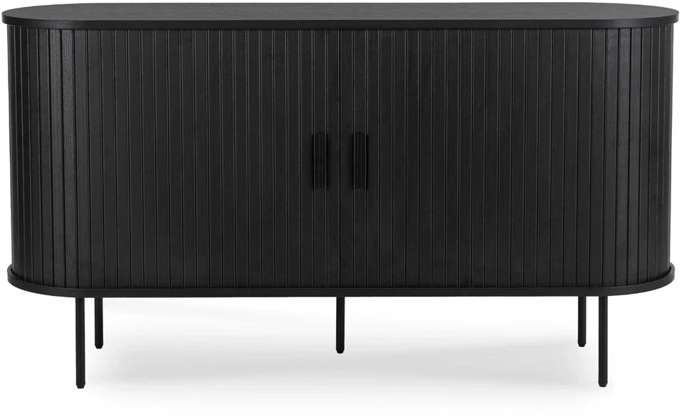Mebel Elite Dviejų durų komoda su stumdomomis durelėmis, 140 cm, juoda
