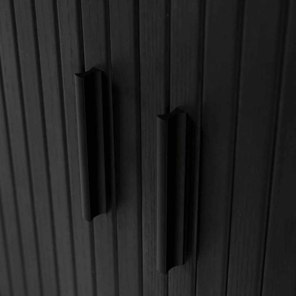 Mebel Elite Dviejų durų komoda su stumdomomis durelėmis, 140 cm, juoda