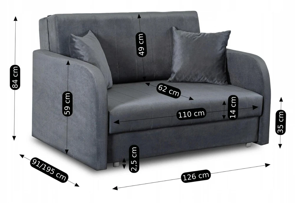 Mebel Elite Dvivietis miegamasis fotelis VERO 2, 2 vnt., pilkas