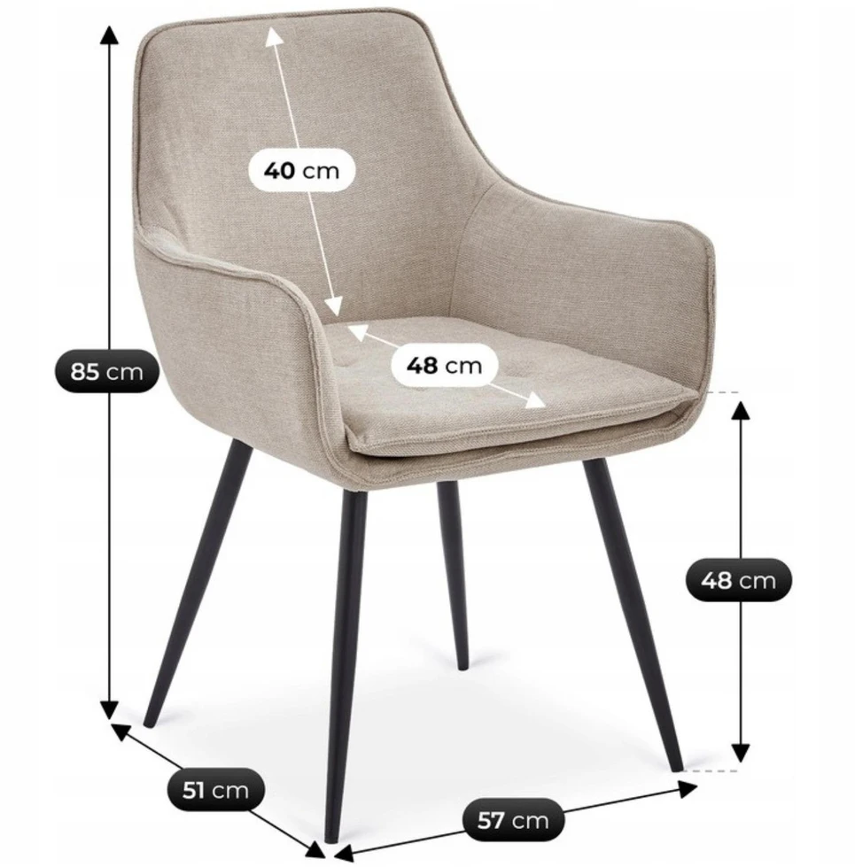 Fotelis Mebel Elite EDRICK tapiceruota kėdė, kreminė