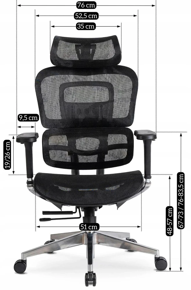 Mebel Elite Ergonominė biuro kėdė NINO, iki 126 kg, juoda