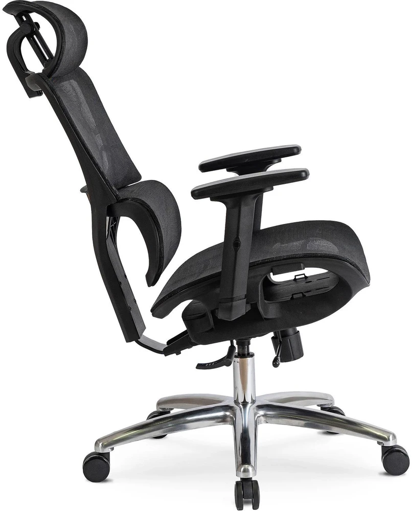 Mebel Elite Ergonominė biuro kėdė su porankiais ir galvos atrama, juoda