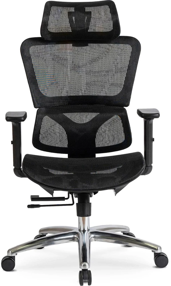Mebel Elite Ergonominė biuro kėdė su porankiais ir galvos atrama, juoda