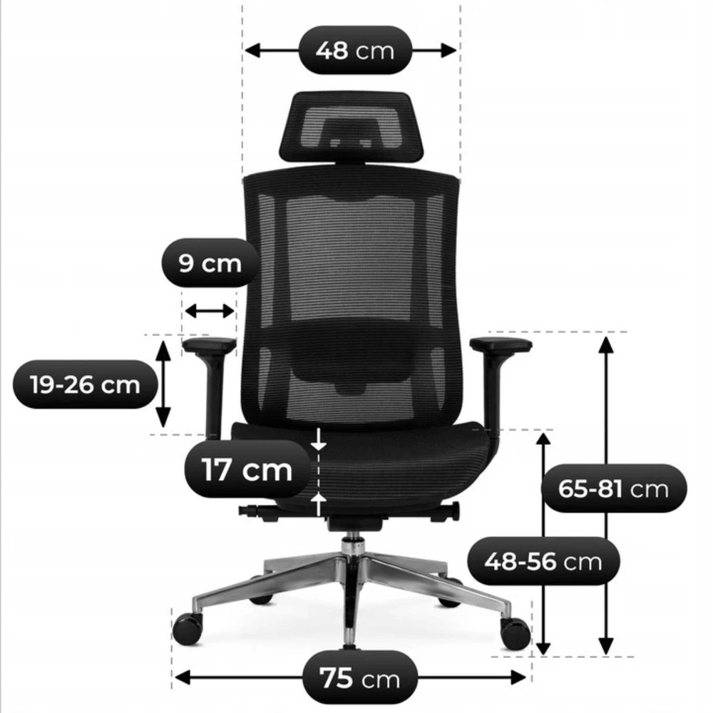 Mebel Elite Ergonominė pasukama kėdė DYLAN su TILT mechanizmu, juoda