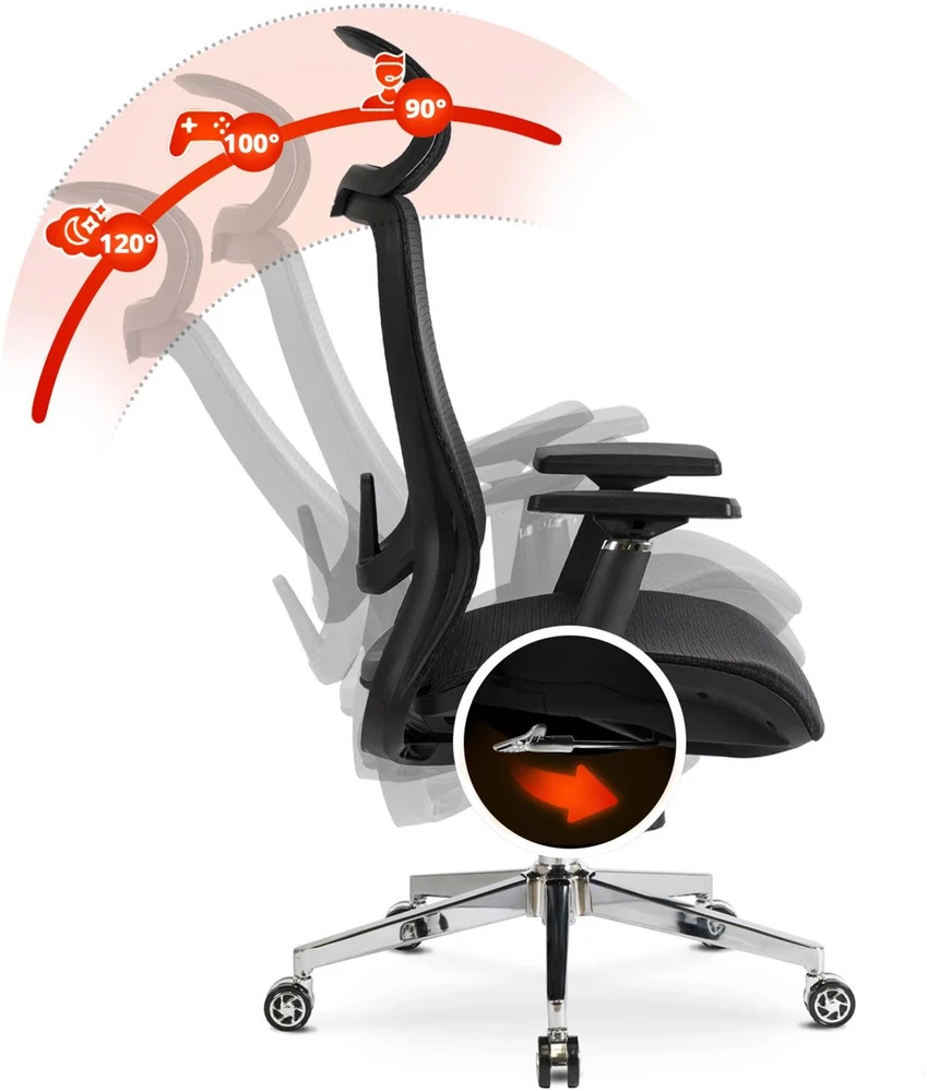 Mebel Elite Ergonominė pasukama kėdė LITOS, 126 kg, juoda