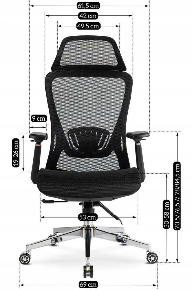 Mebel Elite Ergonominė pasukama kėdė LITOS, 126 kg, juoda