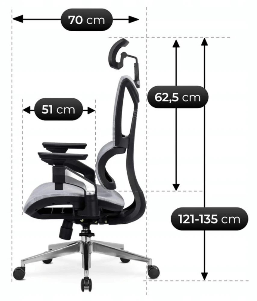 Mebel Elite Ergonominė pasukama kėdė MARTIN su TILT mechanizmu, pilka