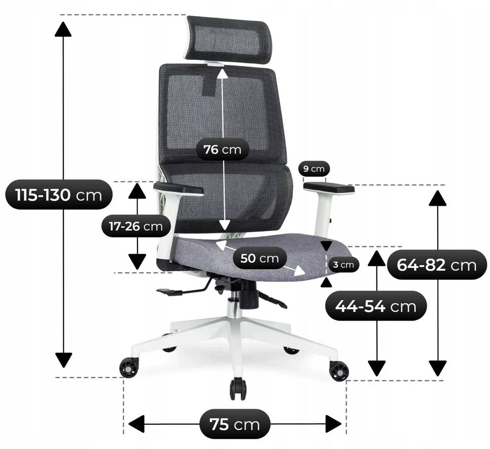 Mebel Elite Ergonominė pasukama kėdė NICKI, pilka